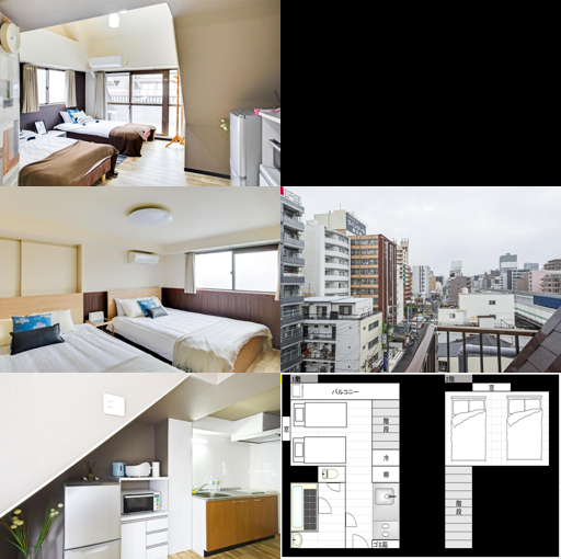 신사이바시의 아파트먼트 (45m², 침실 2개, 프라이빗 욕실 1개) (Dotonbori AFP J Apartment(7))_merged_image