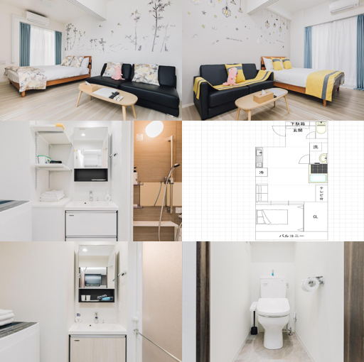 오사카시 남부의 아파트먼트 (29m², 침실 1개, 프라이빗 욕실 1개) (AFP Tennoji Minami  Apartment1)_merged_image